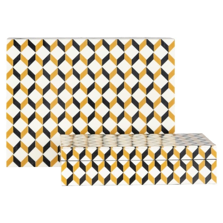 Richmond Interiors Living Storage box Frences set of 2 (Black/gold) House of Isabella UK