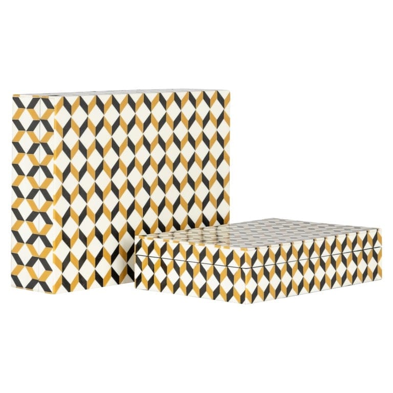 Richmond Interiors Living Storage box Frences set of 2 (Black/gold) House of Isabella UK