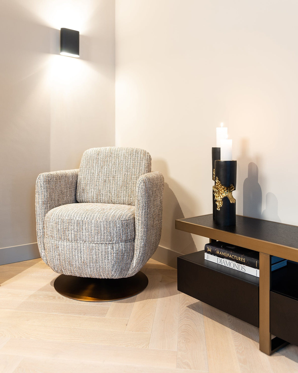 Richmond Interiors Living Swivel easy chair Turner khaki velvet fire retardant House of Isabella UK