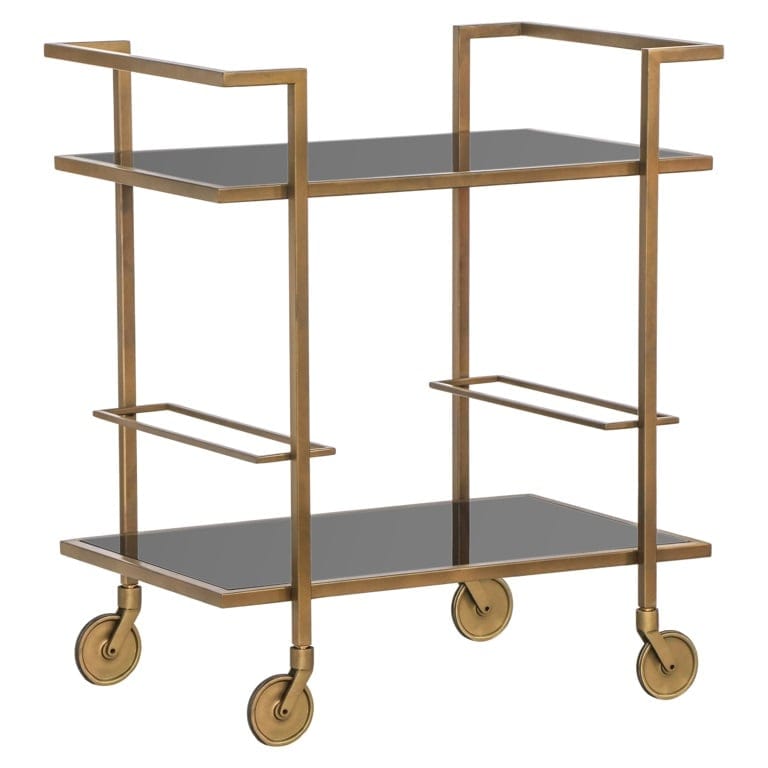 Richmond Interiors Living Trolley Xo (Brushed Gold) House of Isabella UK