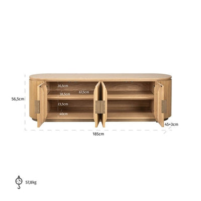 Richmond Interiors Living TV cabinet Belfort 4-doors (Natural oak) House of Isabella UK