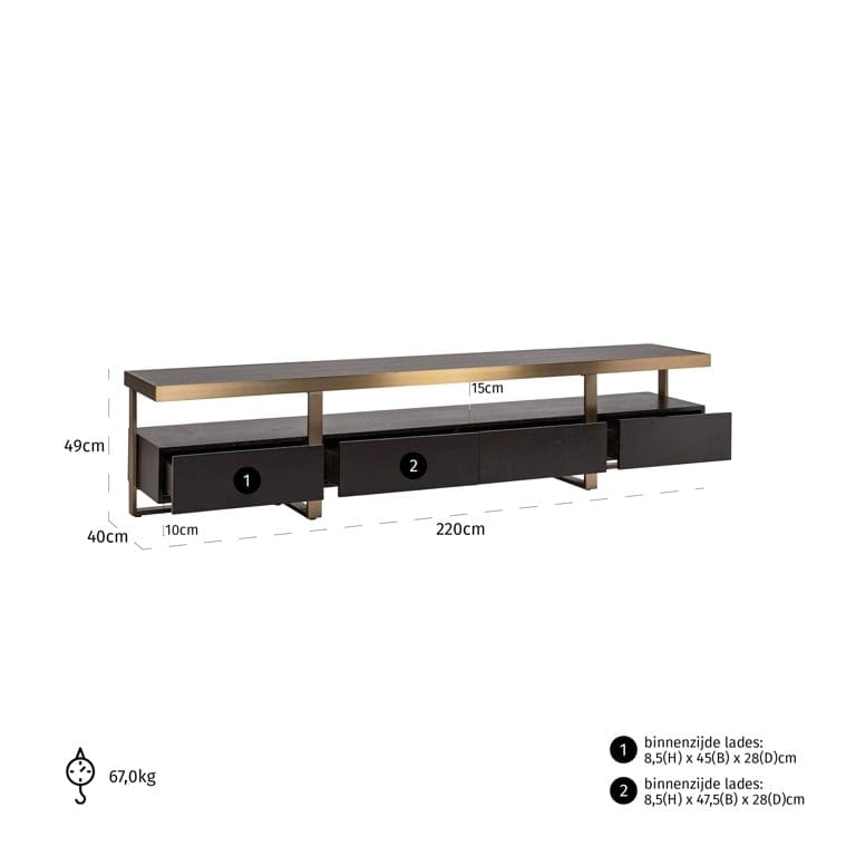 Richmond Interiors Living TV cabinet Diddley (Charcoal) House of Isabella UK