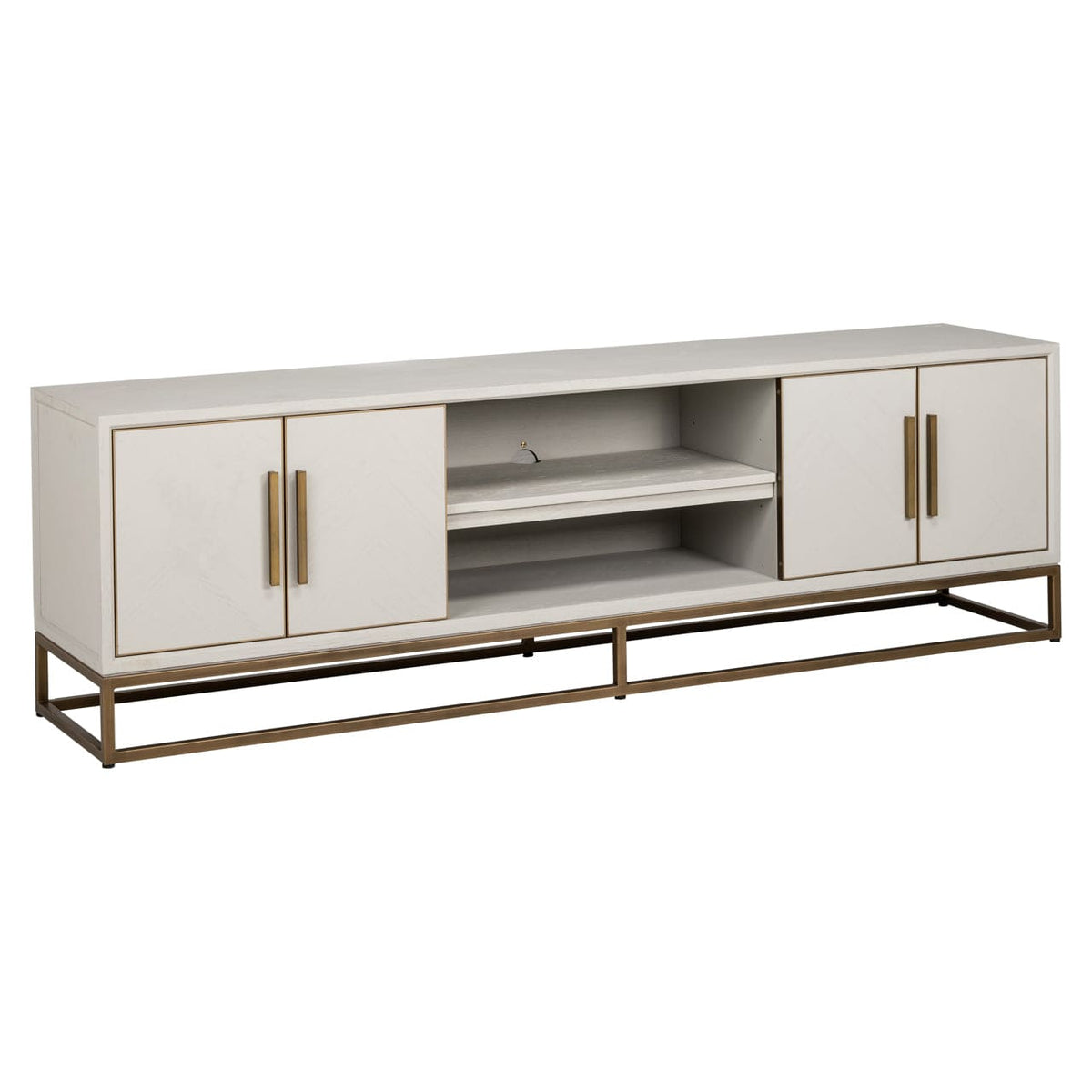 Richmond Interiors Living TV cabinet Whitebone brass verona grey  200 House of Isabella UK