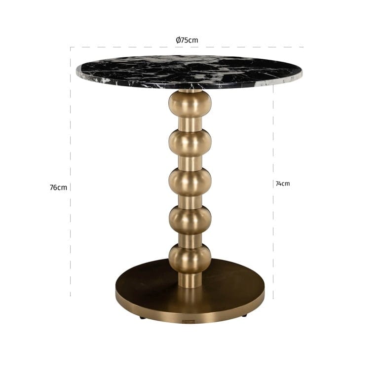 Richmond Interiors Outdoors Bistro table Witlox 75Ø (Black/gold) House of Isabella UK