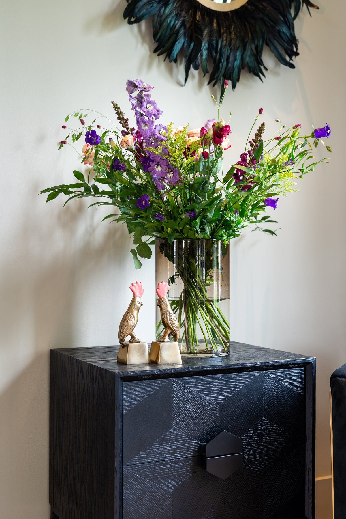 Richmond Interiors Sleeping Nightstand Blax 2-drawers (Black) House of Isabella UK