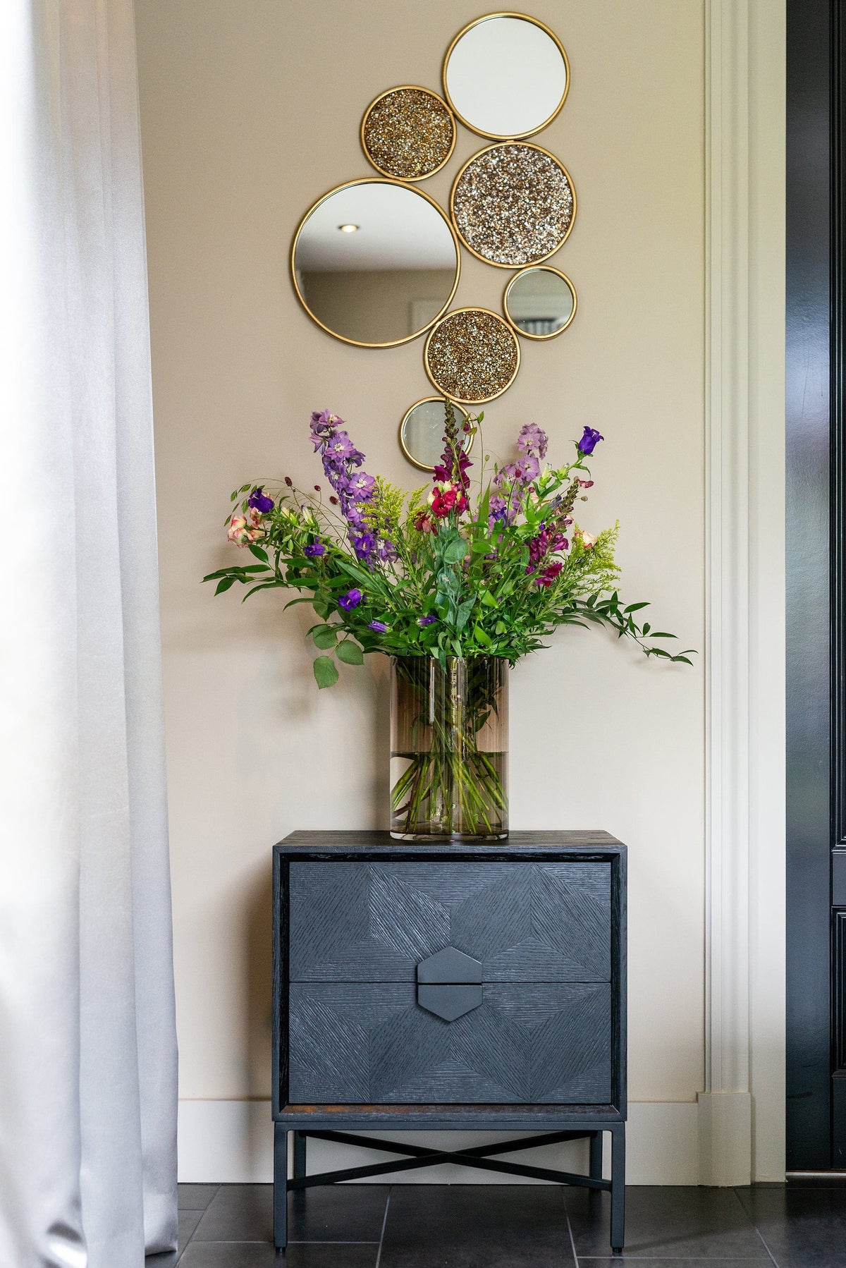 Richmond Interiors Sleeping Nightstand Blax 2-drawers (Black) House of Isabella UK