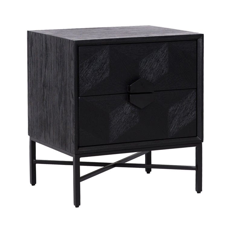 Richmond Interiors Sleeping Nightstand Blax 2-drawers (Black) House of Isabella UK