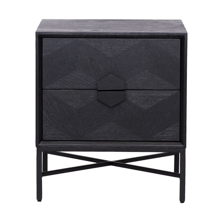 Richmond Interiors Sleeping Nightstand Blax 2-drawers (Black) House of Isabella UK