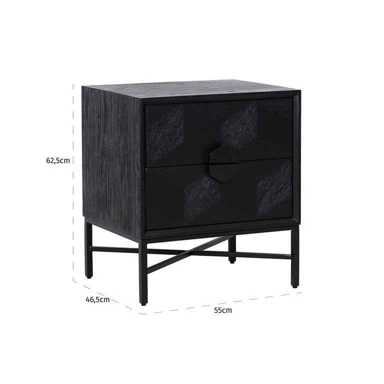 Nightstand Blax 2-drawers (Black).