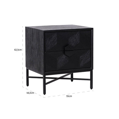 Richmond Interiors Sleeping Nightstand Blax 2-drawers (Black) House of Isabella UK