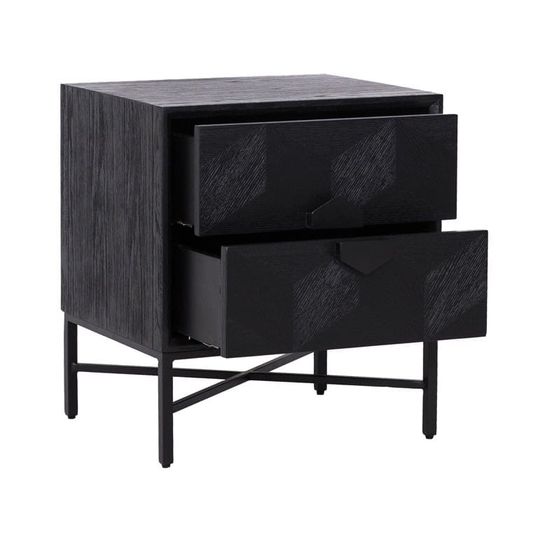 Nightstand Blax 2-drawers (Black).