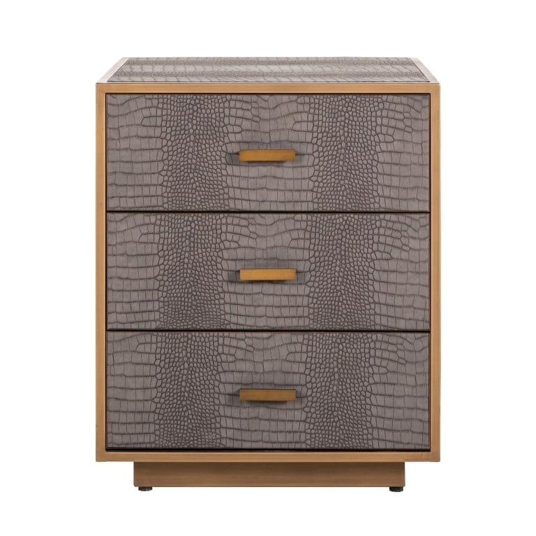 Richmond Interiors Sleeping Nightstand Classio 3-drawers (Brushed Gold) House of Isabella UK