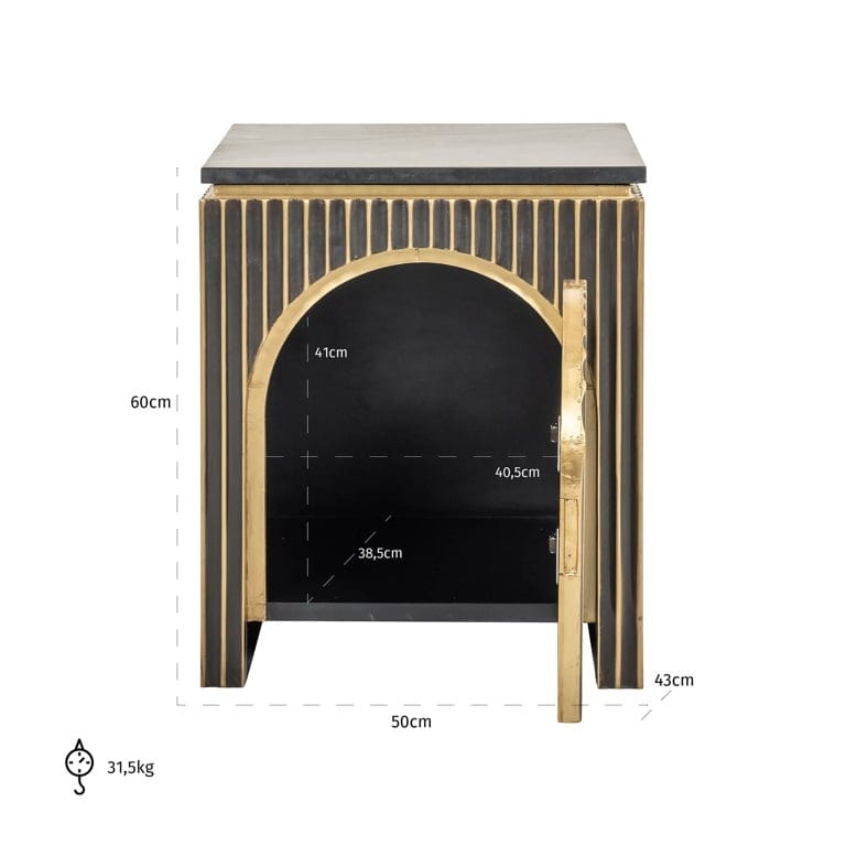 Nightstand Les Arcs 1-door (Brushed Gold).