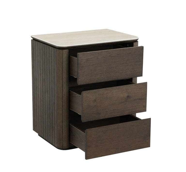 Richmond Interiors Sleeping Nightstand Ritz 3-drawers (Brown) House of Isabella UK