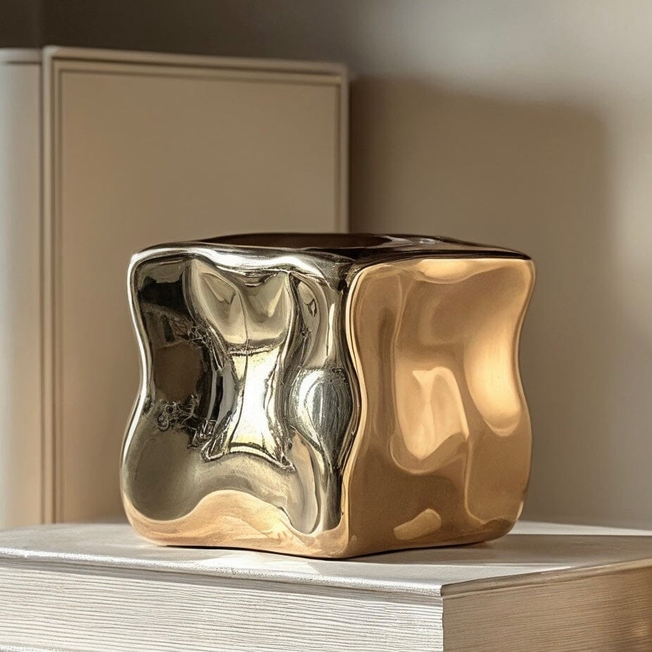 Romée Gold Abstract Cube Ornament