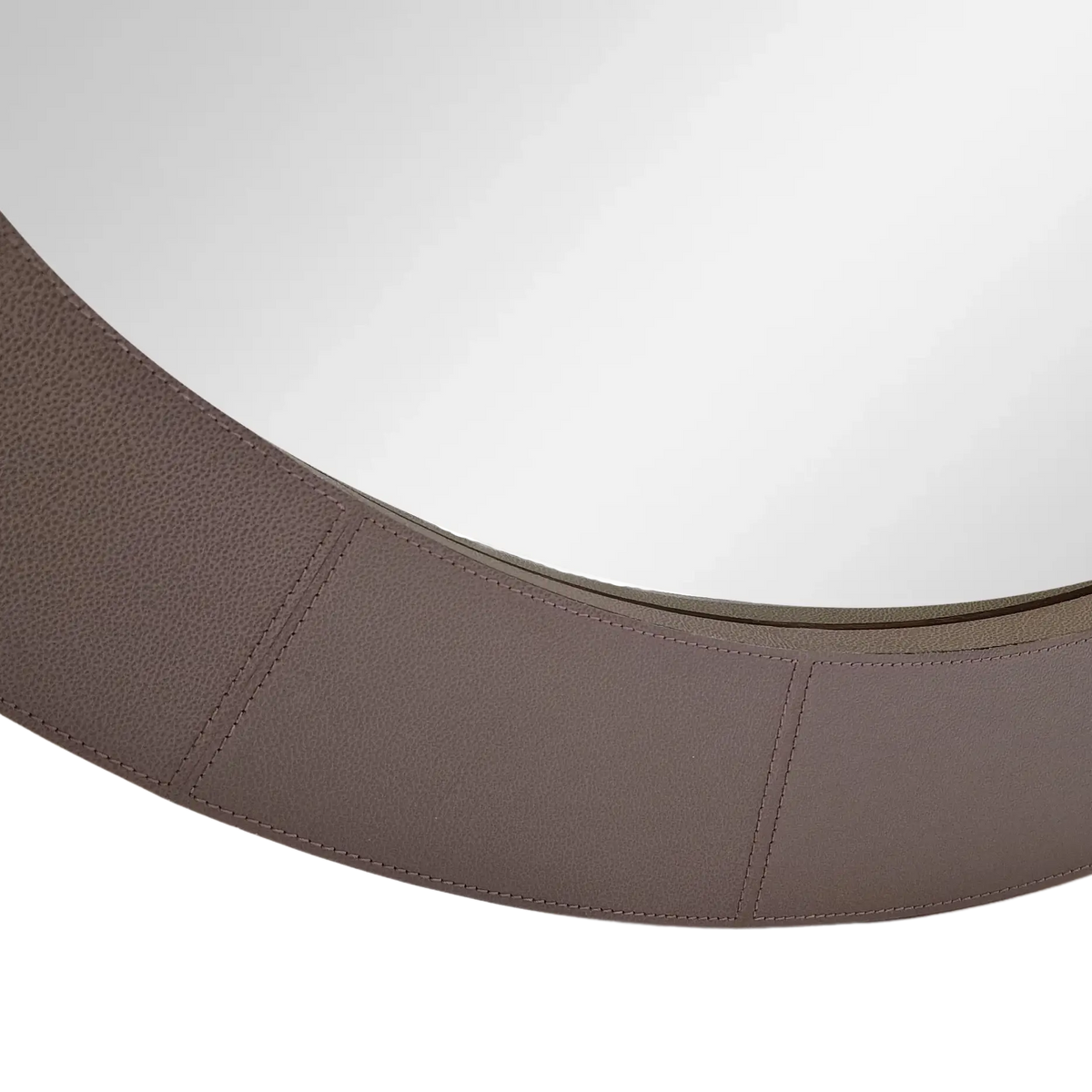Round Mirror Putty Leather