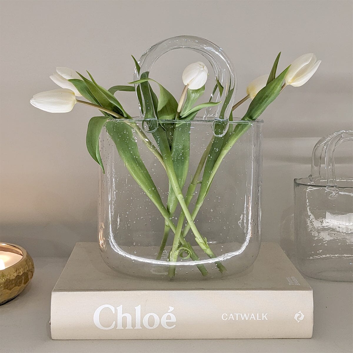 Rowen Homes Accessories Carina Bubbled Glass Decorative Handbag Vase House of Isabella UK