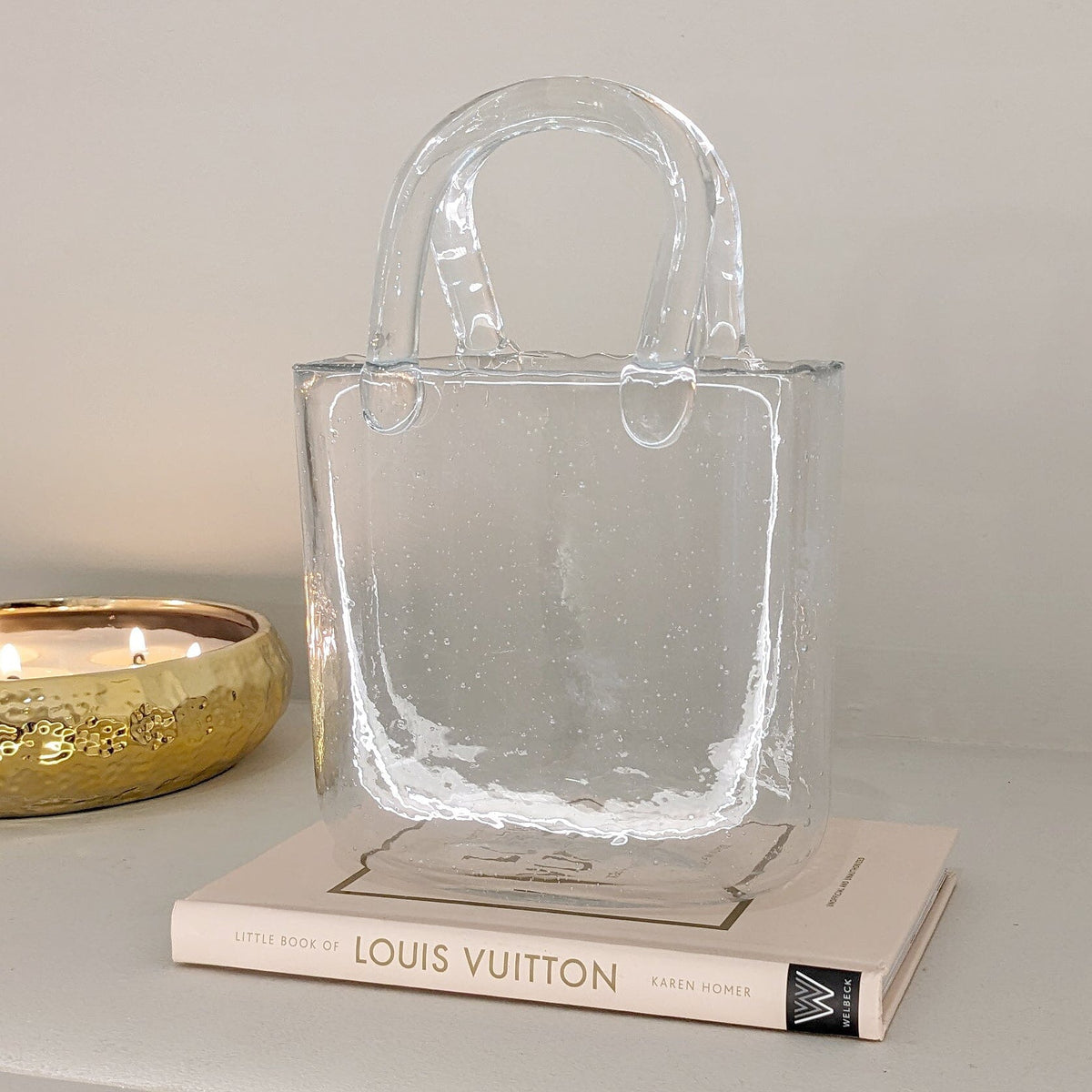 Rowen Homes Accessories Carina Petite Bubbled Glass Decorative Handbag Vase House of Isabella UK