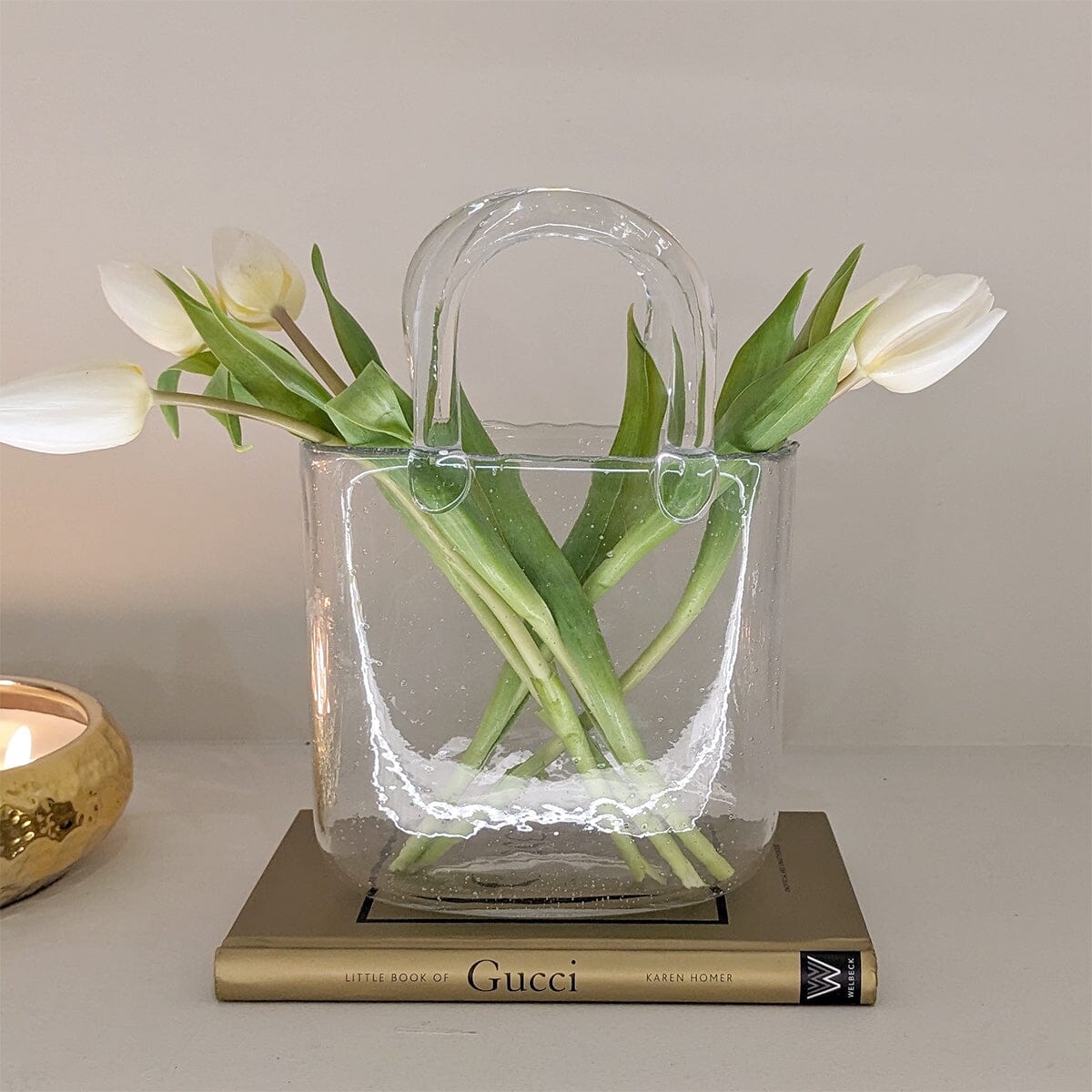 Rowen Homes Accessories Carina Petite Bubbled Glass Decorative Handbag Vase House of Isabella UK