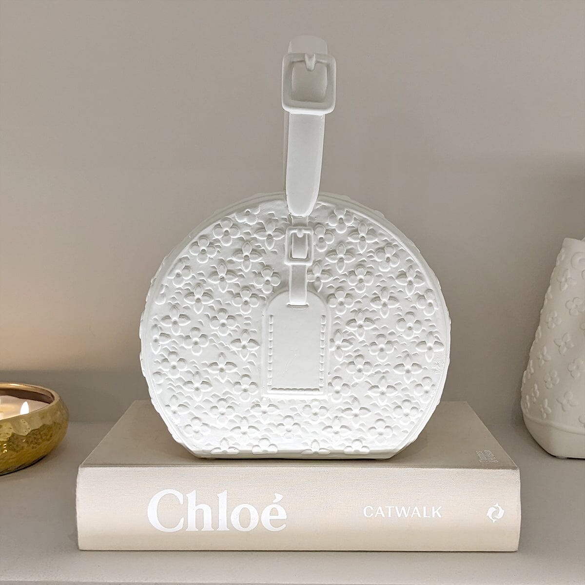Rowen Homes Accessories Cecilia White Designer Inspired Rounded Handbag Ornament House of Isabella UK