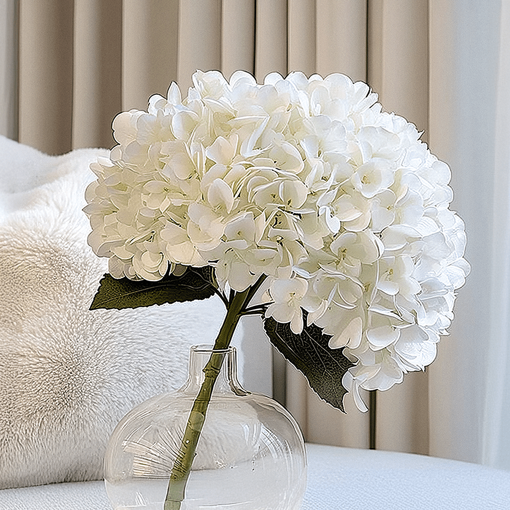 Rowen Homes Accessories Cream Giant Pom Pom Hydrangea Single Stem Flower House of Isabella UK