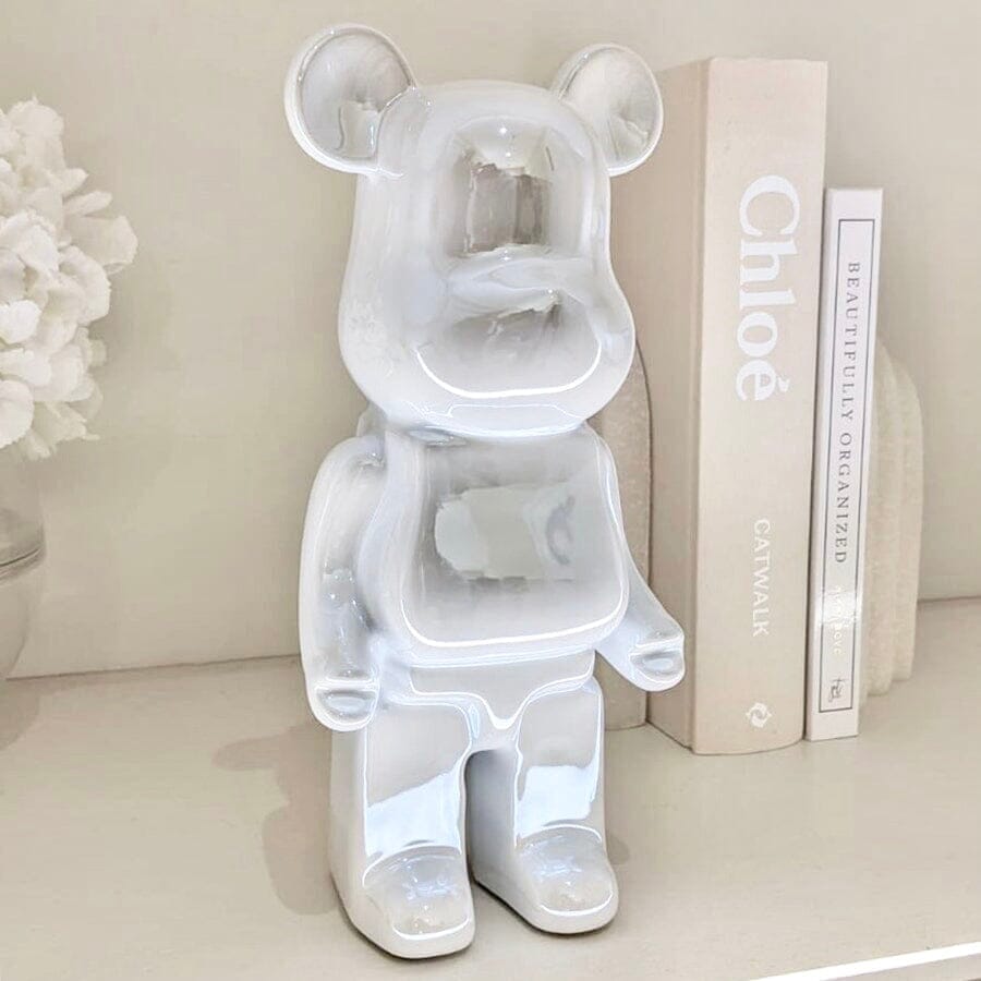 Rowen Homes Accessories Cream Pearlescent Standing Bear Ornament House of Isabella UK