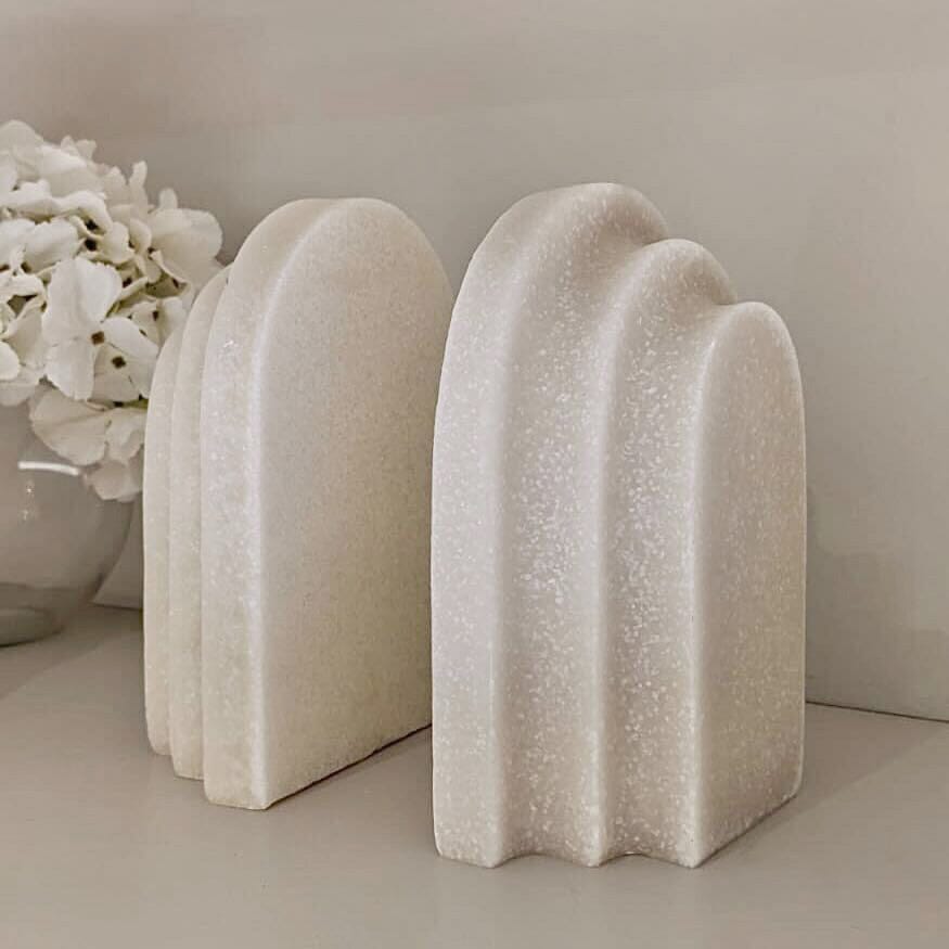 Rowen Homes Accessories Delaney White Marble Effect Set of 2 Bookends House of Isabella UK