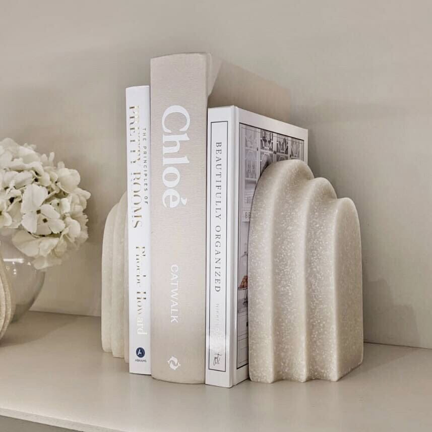 Rowen Homes Accessories Delaney White Marble Effect Set of 2 Bookends House of Isabella UK