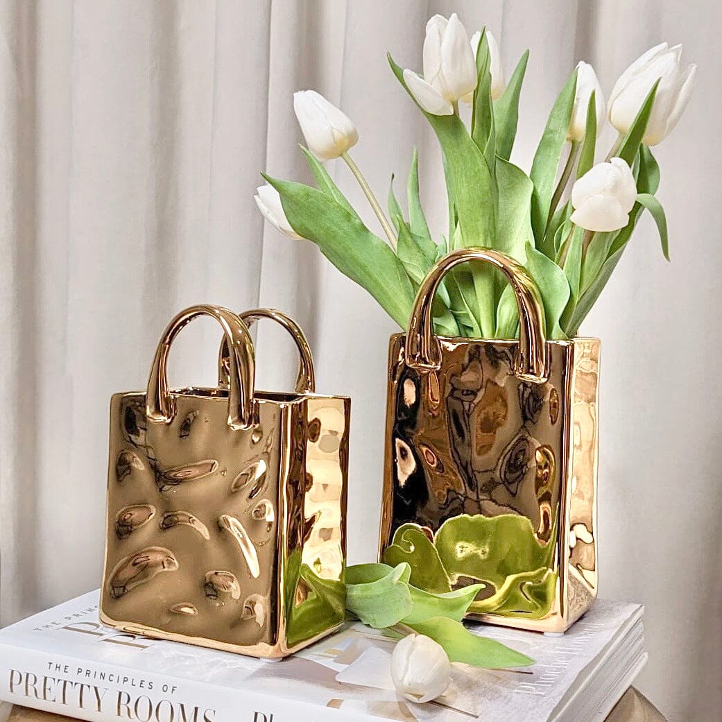 Rowen Homes Accessories Elise Mini Gold Handbag Decorative Vase House of Isabella UK