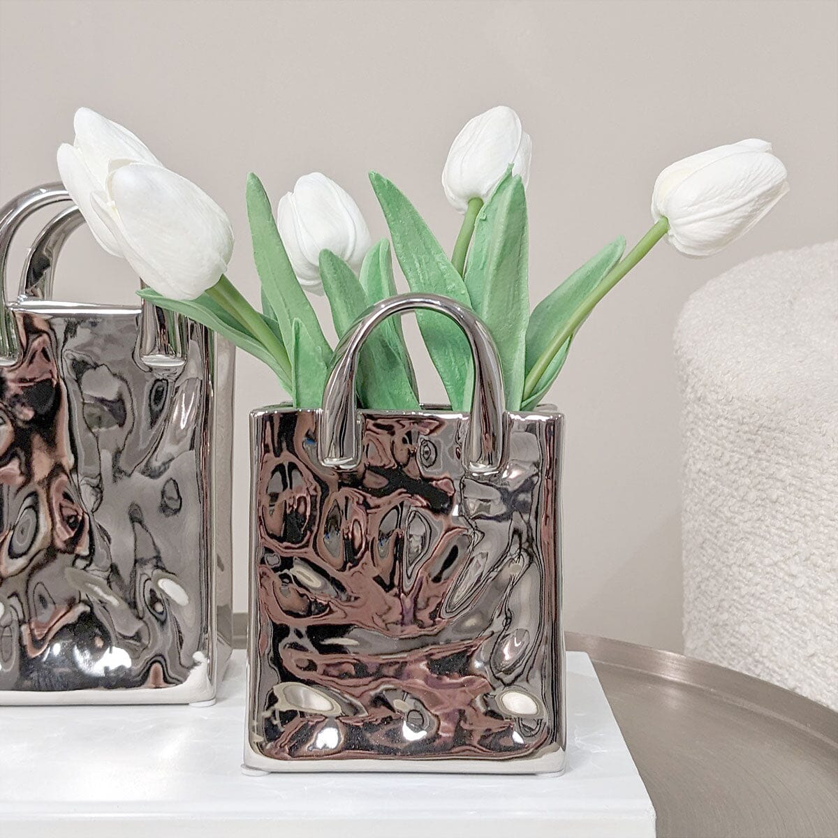 Rowen Homes Accessories Elise Mini Silver Handbag Decorative Vase House of Isabella UK