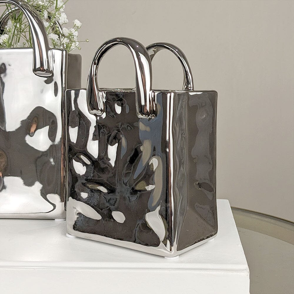 Rowen Homes Accessories Elise Mini Silver Handbag Decorative Vase House of Isabella UK