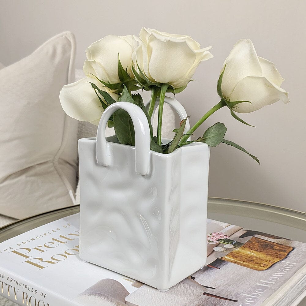 Rowen Homes Accessories Elise Mini White Handbag Decorative Vase House of Isabella UK