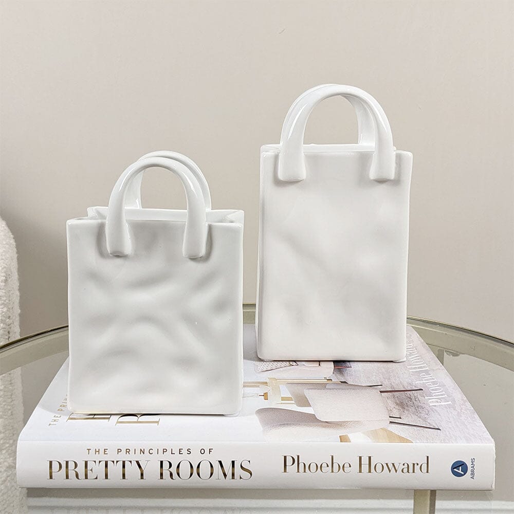 Rowen Homes Accessories Elise Mini White Handbag Decorative Vase House of Isabella UK