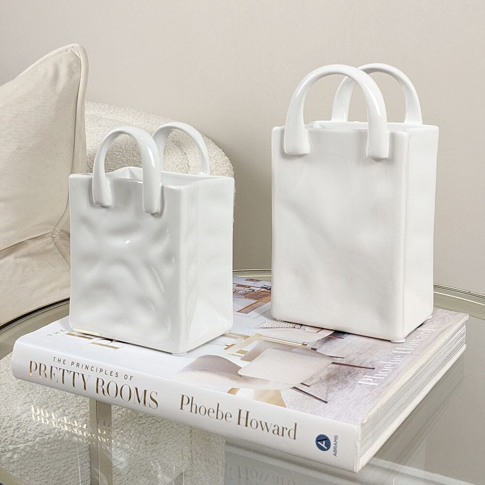 Rowen Homes Accessories Elise Mini White Handbag Decorative Vase House of Isabella UK