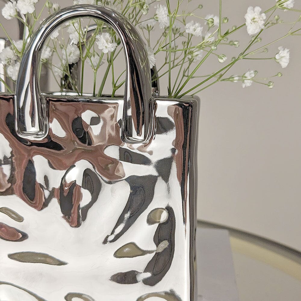 Rowen Homes Accessories Elise Silver Handbag Decorative Vase House of Isabella UK