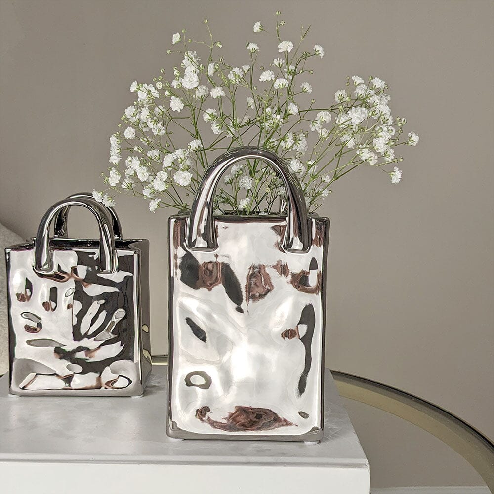 Rowen Homes Accessories Elise Silver Handbag Decorative Vase House of Isabella UK