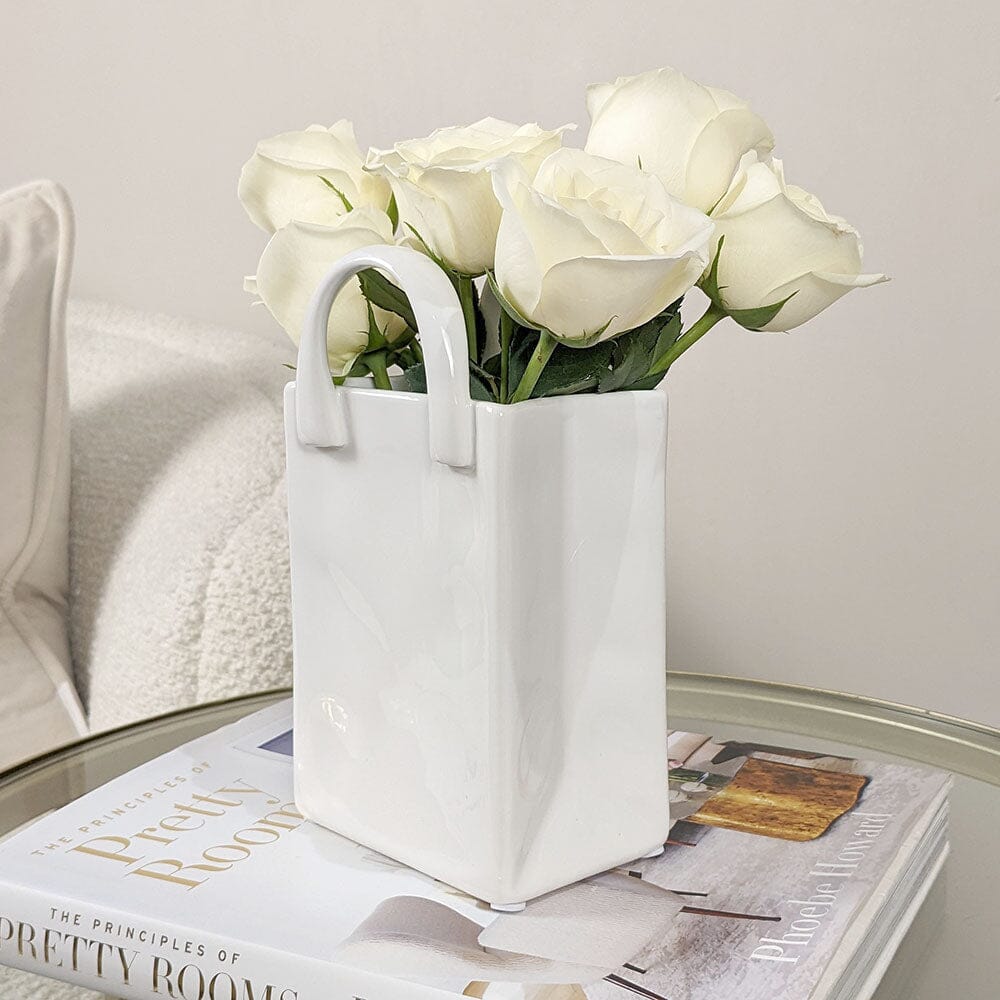 Rowen Homes Accessories Elise White Handbag Decorative Vase House of Isabella UK