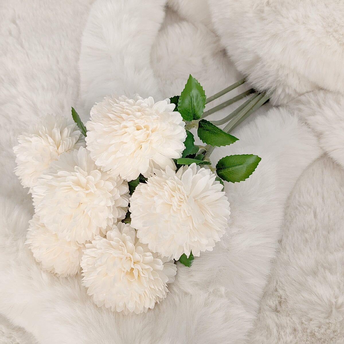 Rowen Homes Accessories Faux Cream Chrysanthemum Bunch of 6 Florals House of Isabella UK