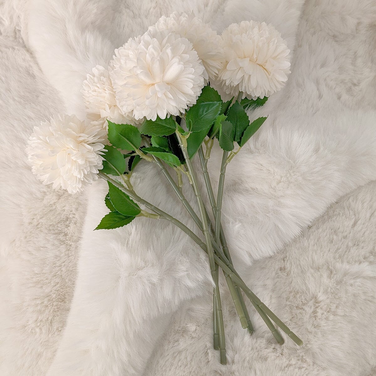 Rowen Homes Accessories Faux Cream Chrysanthemum Bunch of 6 Florals House of Isabella UK