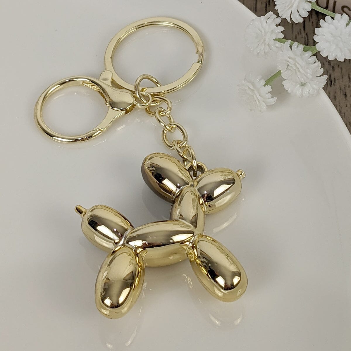 Rowen Homes Accessories Gold Balloon Dog Keyring House of Isabella UK