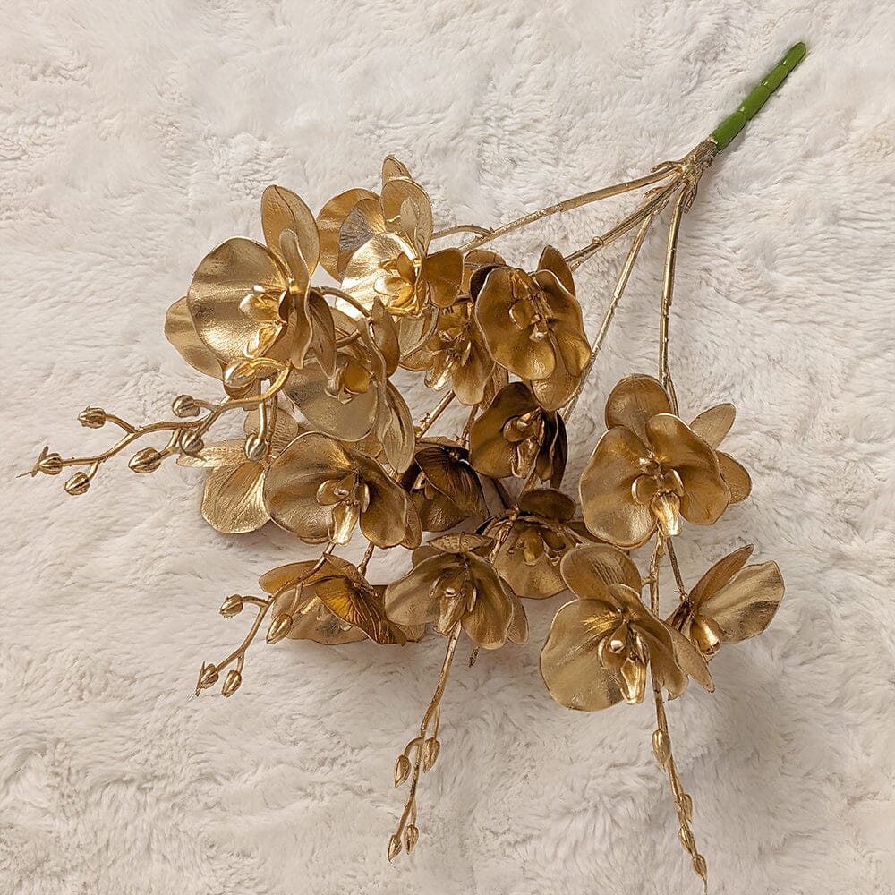 Rowen Homes Accessories Gold Faux Orchid Single Stem Floral House of Isabella UK
