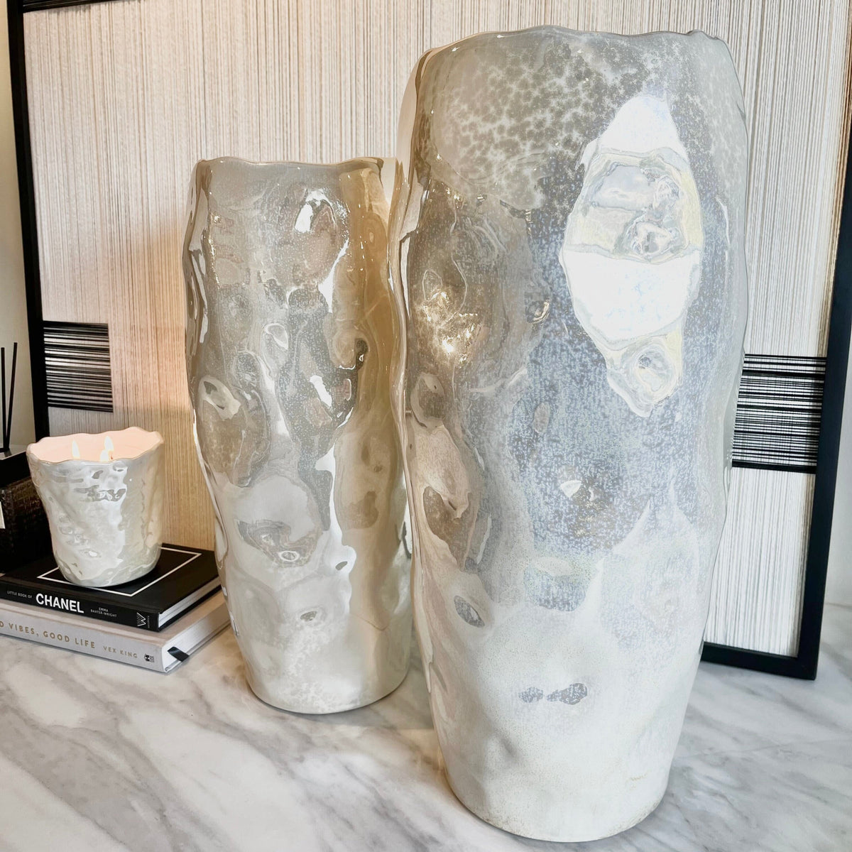 Rowen Homes Accessories Lucienne Large Pearlescent Abstract Decorative Vase House of Isabella UK