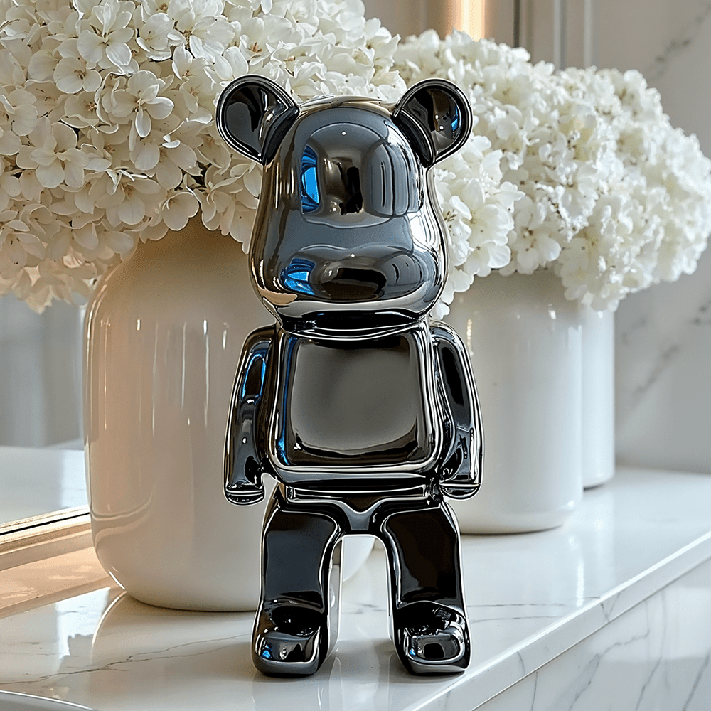 Rowen Homes Accessories Mini Black Pearlescent Standing Bear Ornament House of Isabella UK