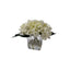 Rowen Homes Accessories Mini Faux Cream Hydrangeas Floral Arrangement in Square Glass Vase House of Isabella UK