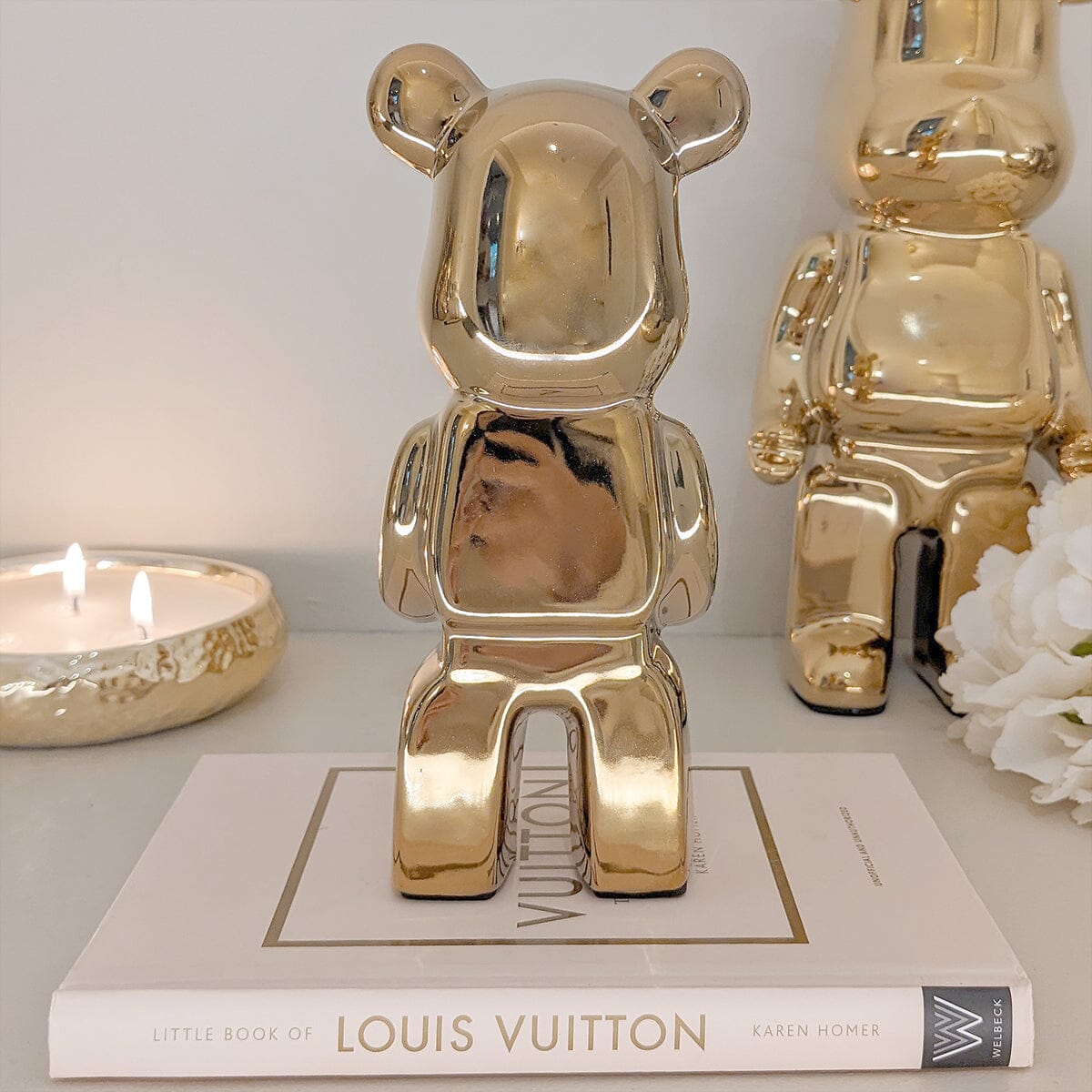 Rowen Homes Accessories Mini Gold Pearlescent Standing Bear Ornament House of Isabella UK