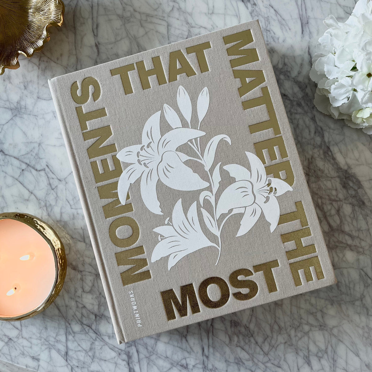 Rowen Homes Accessories 'Moments that Matter the Most' Beige & Gold Luxury Photo Album House of Isabella UK