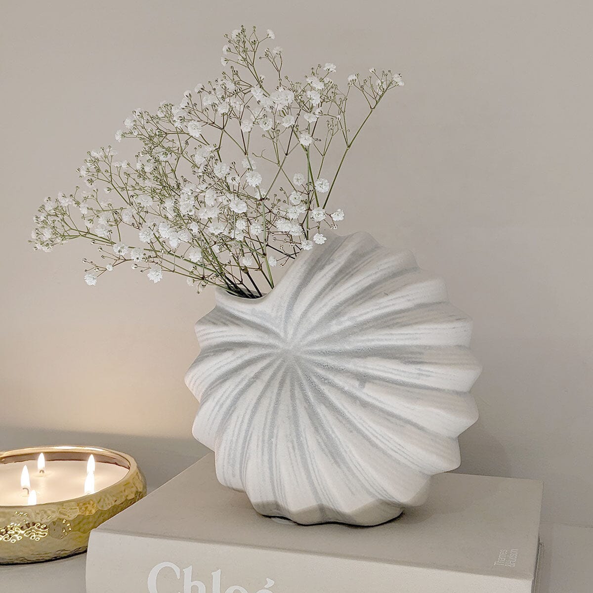 Rowen Homes Accessories Renew White Textured Shell Decorative Vase House of Isabella UK