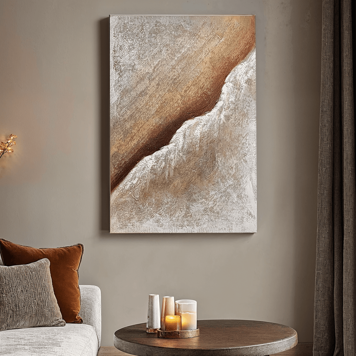 Rowen Homes Accessories Sanctuary Neutral Textured Abstract Canvas Wall Art House of Isabella UK