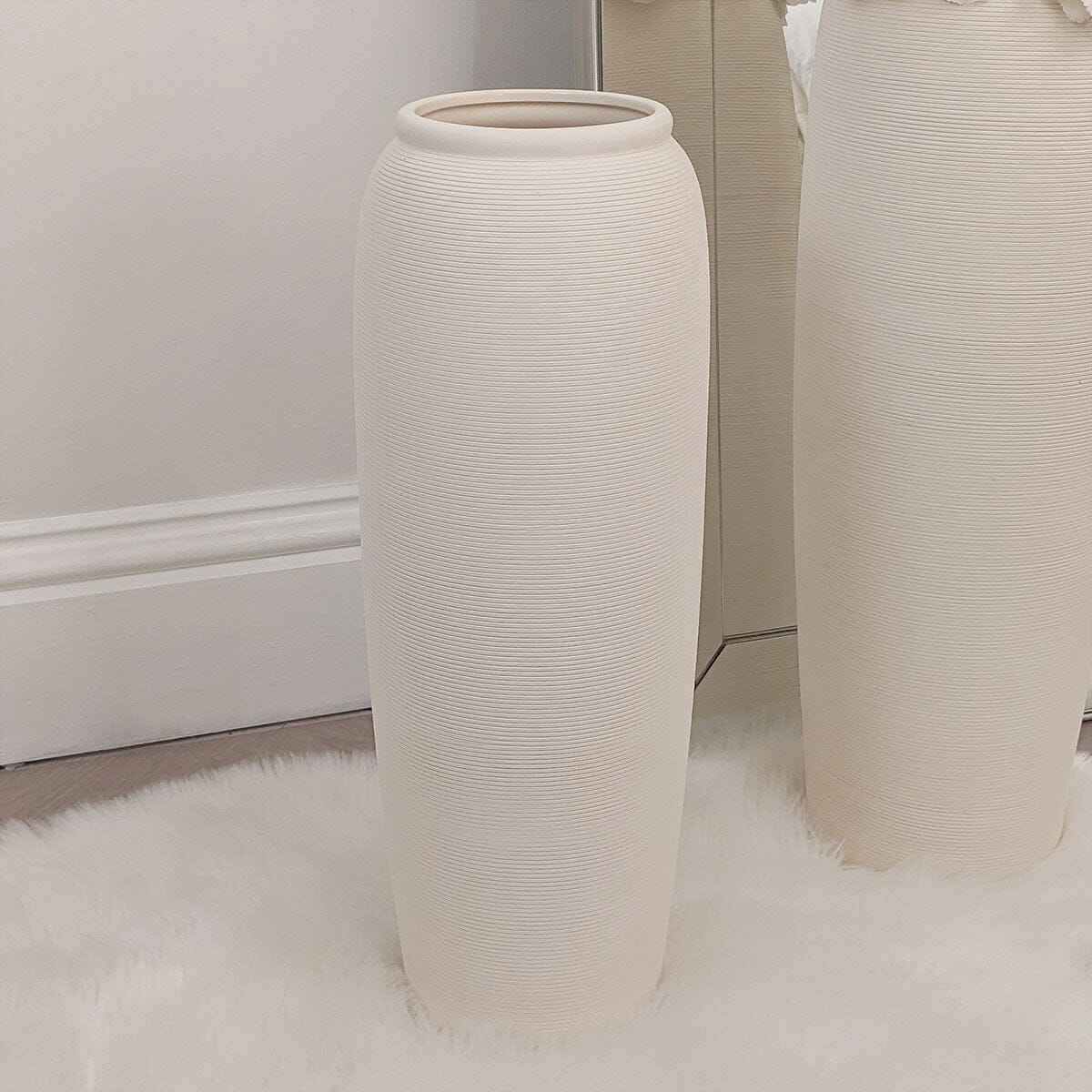 Rowen Homes Accessories Solis Large Floor Standing Stone Ceramic Neutral Vase House of Isabella UK