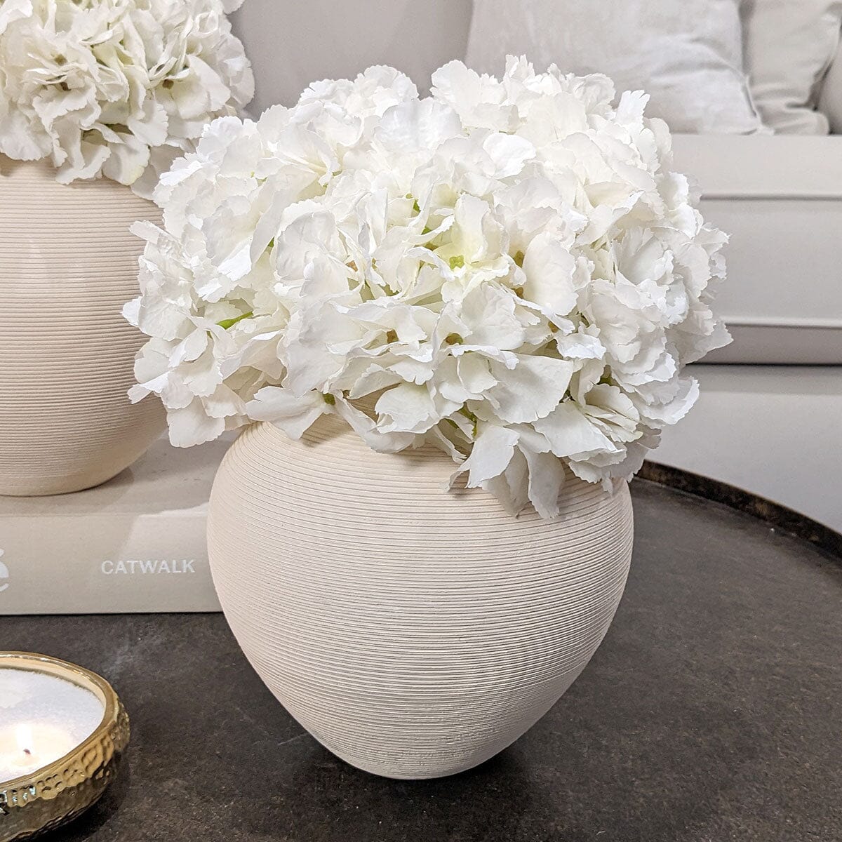 Rowen Homes Accessories Solis Medium Rounded Stone Ceramic Neutral Vase House of Isabella UK